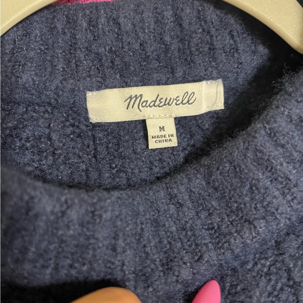 MADEWELL Rib Cotton Blend Sweater Navy - Picture 5 of 5